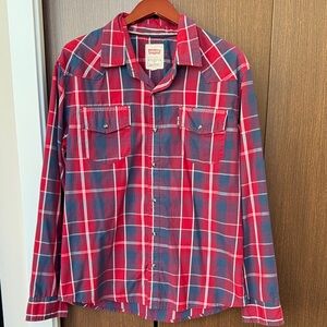Levi's Modern Snap Button Red and Blue Checkered Shirt
